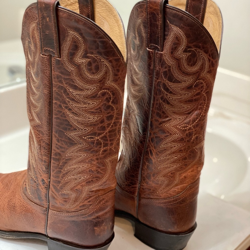 JUSTIN MEN Cowboy boots Size 10D in great condition clean interior great bottom - Picture 10 of 11
